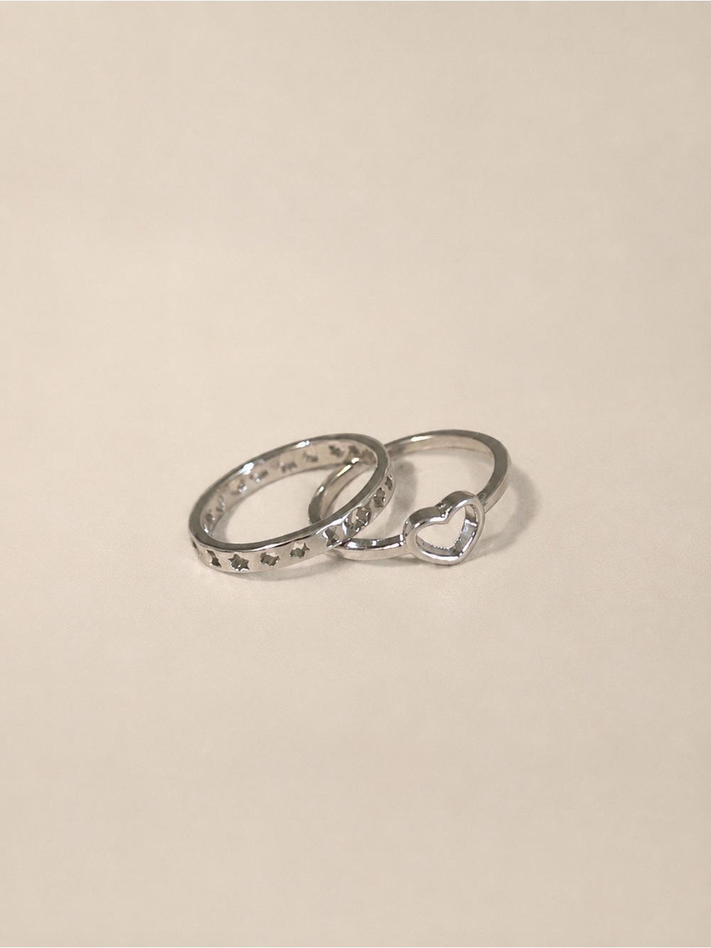 Rio Grande Stainless Steel Heart & Star Ring Set